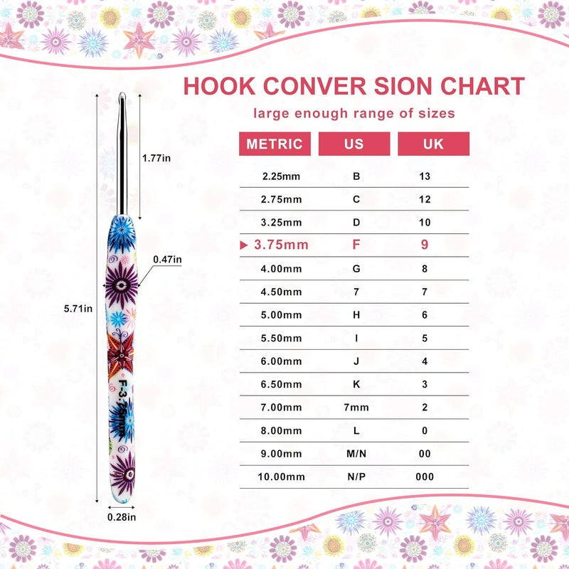 LOOEN 3.75mm Crochet Hook, Ergonomic Handle for Arthritic Hands, Soft Rubber Grip Extra Long Knitting Needles for Beginners and Knitting Crocheting Yarn (3.75mm) - Image 2
